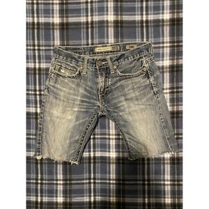 BKE Aiden Straight Mens Denim Shorts Blue Cut Off 28R ABM2511 Medium Wash